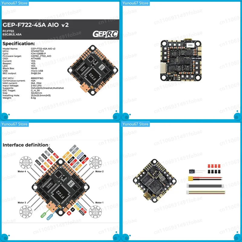 F722 Flight Controller - Untuk GEPRC GEP-F722-45A AIO V2 Flight