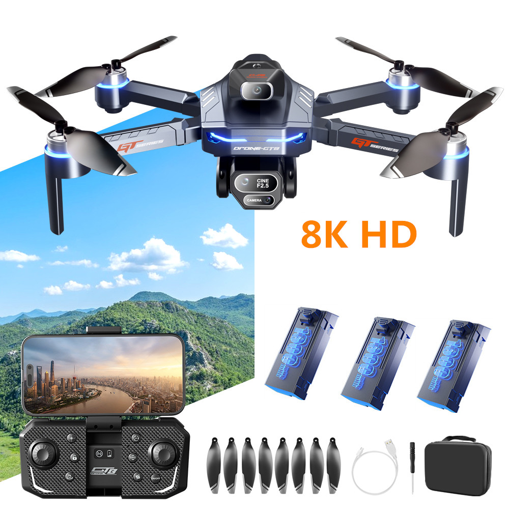 Drone Optik 8K dengan Tiga Kam - Brushed Drone Motor ulasan dan harga