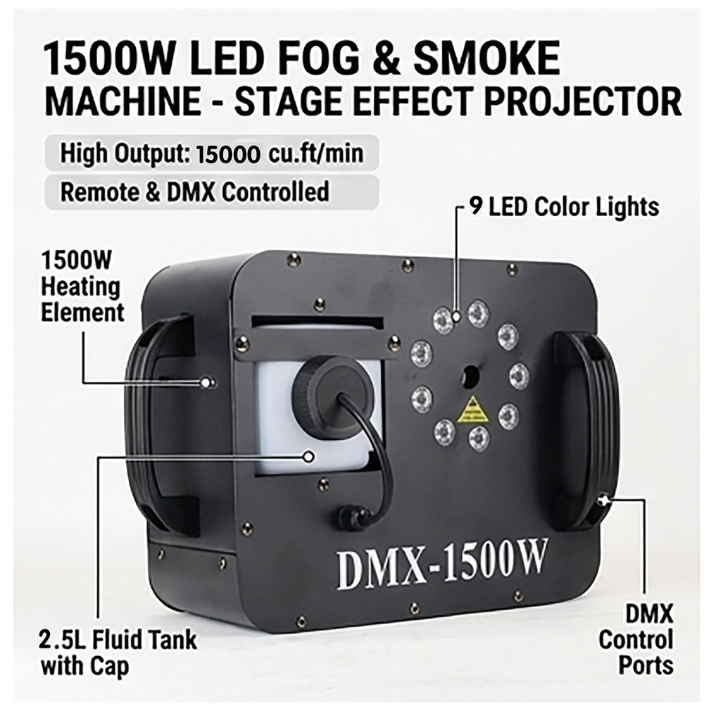 Mesin Asap Kabut 1500W RGB 9X3 - Smoke Stopper ulasan dan harga